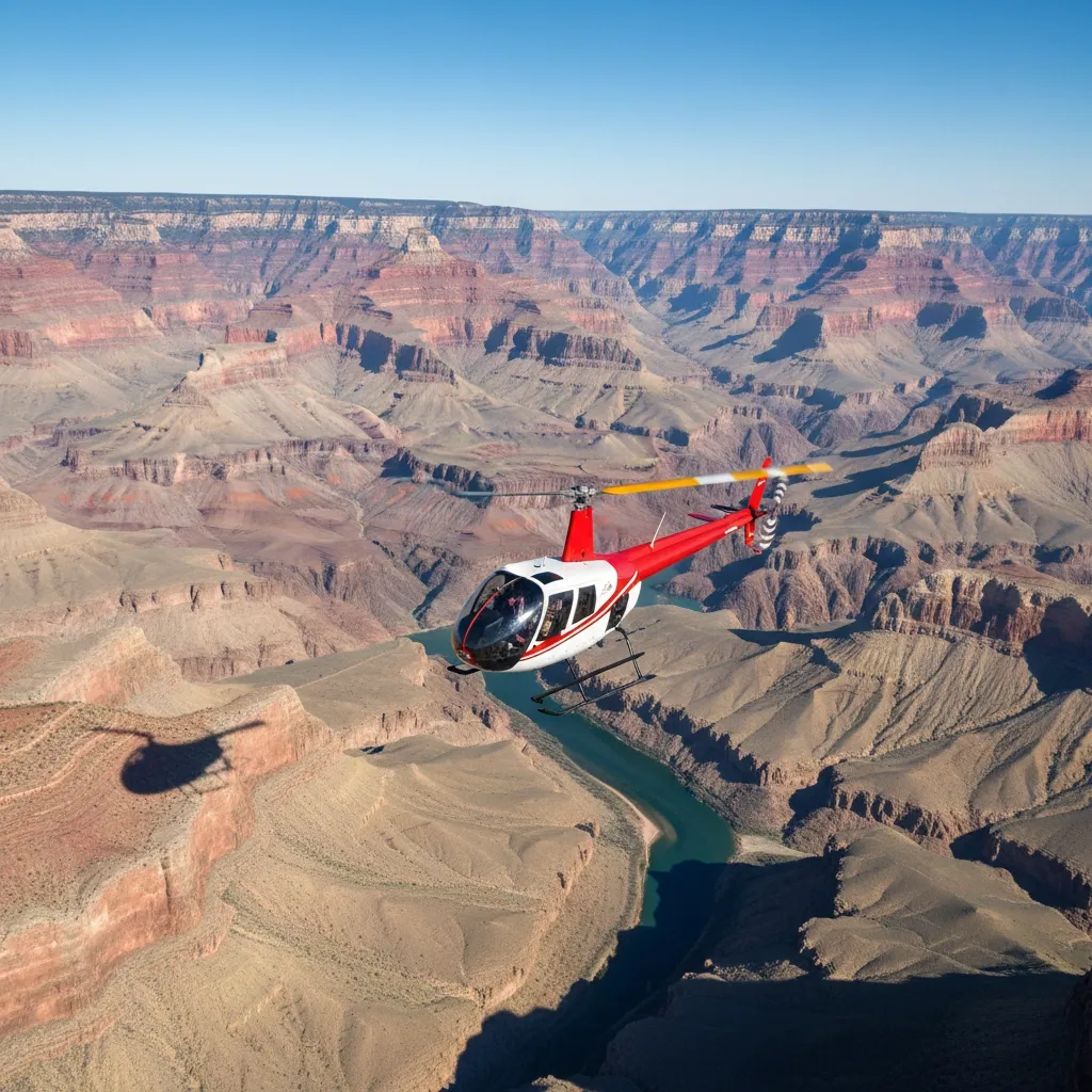 Helicopter flying over Grand Canyon